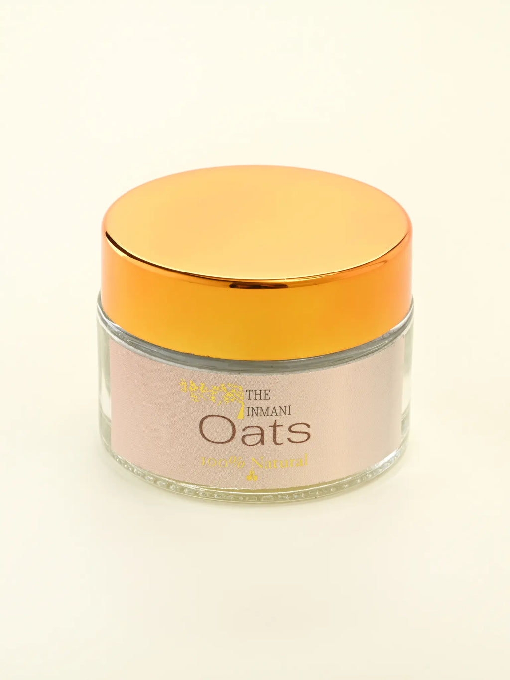 THE INMANI Oat Mineralsk Ansigtsmaske i emballage. En naturlig og konserveringsmiddel-fri pulvermaske baseret på havre og fransk ler til sensitiv hud.
