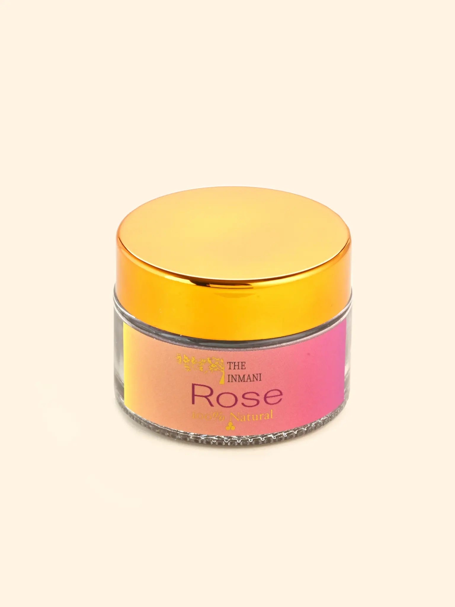 THE INMANI Rose Mineralsk Ansigtsmaske. En naturlig og frisk pulvermaske med rose, hibiscus og papaya, skabt til at give glød og fornyelse til tør hud.