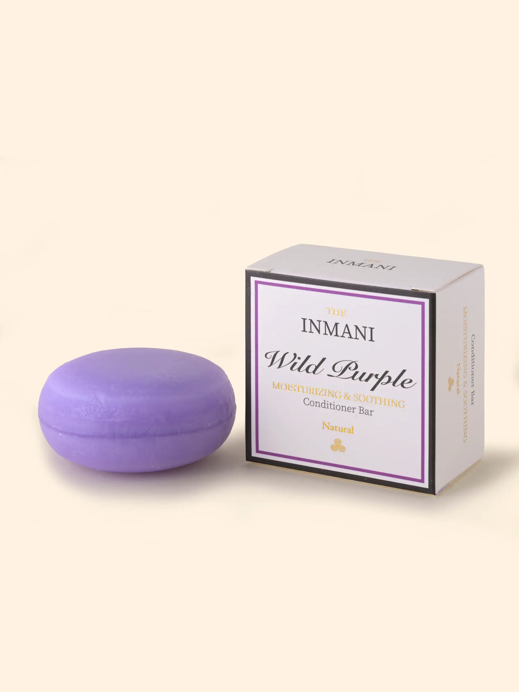 THE INMANI Wild Purple Balsam Bar. En fast og fugtgivende conditioner bar uden silikone, skabt specielt til krøllet og tørt hår (Curly Girl Approved).